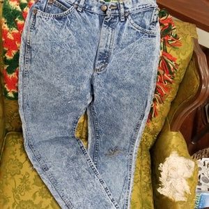 Distressed acid wash skinny Lee Riders